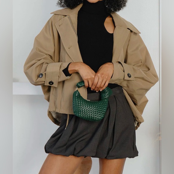 Melie Bianco Brigitte Olive Woven Charm Super cute mini purse Stylish & compact. - Picture 3 of 7